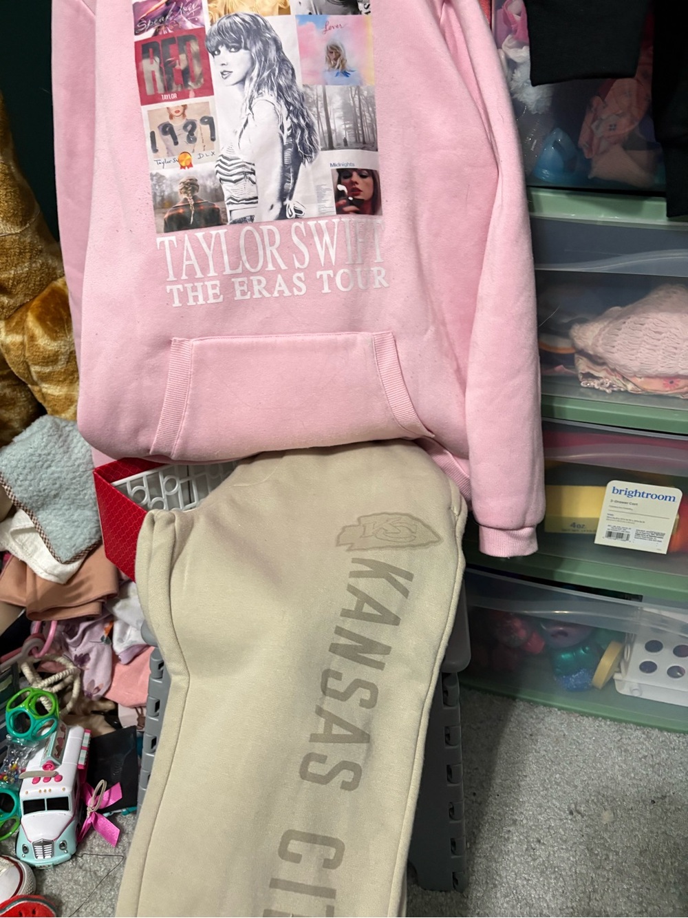 Kids Pink Taylor Swift Eras Tour Pullover Hoodie and matching Kansas City sweats